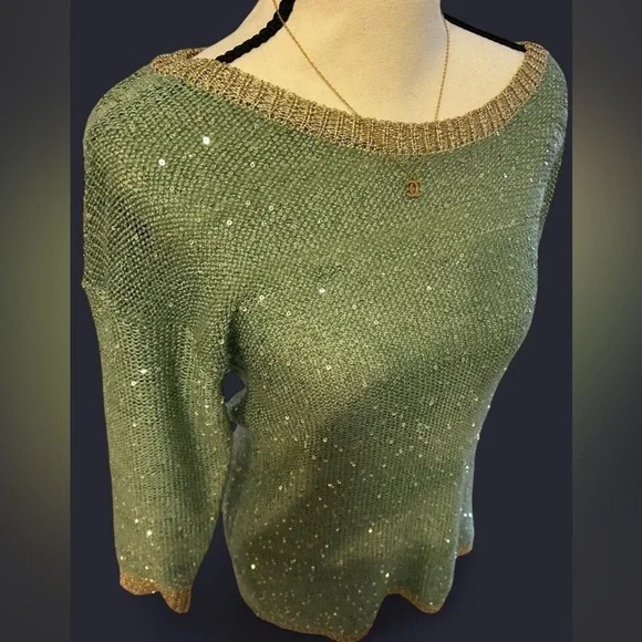 Reba Olive Sequin Sweater - Picture 6 of 6